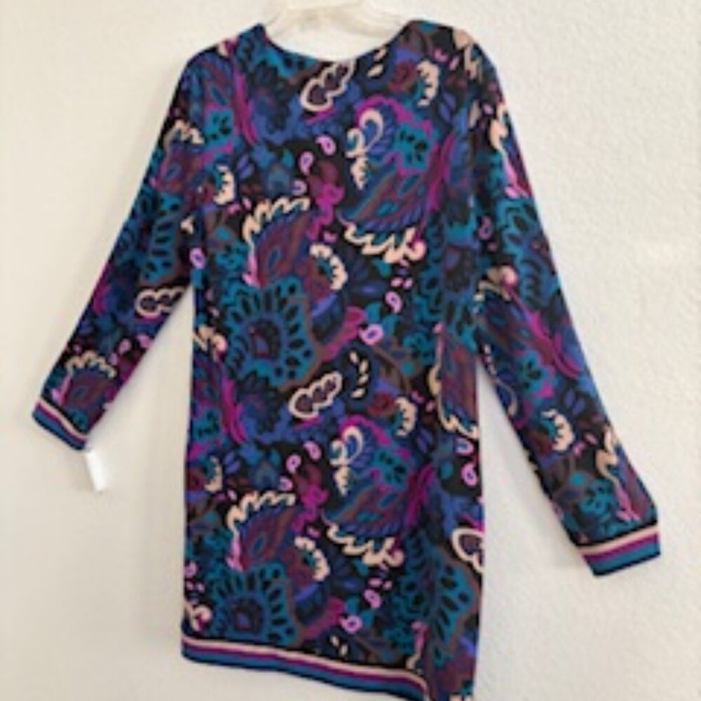 NWT TRINA TURK VIBRANT PAISLEY SHEATH DRESS, LONG SLEEVE, SIZE 14